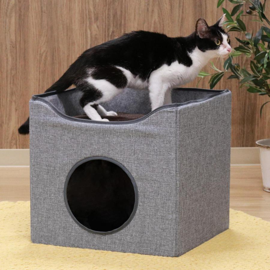 天蓋付きベッド付き室内ペットハウス（犬猫用、コンパクト、天蓋付きベッド付き小型ハウス、ソファベッ..