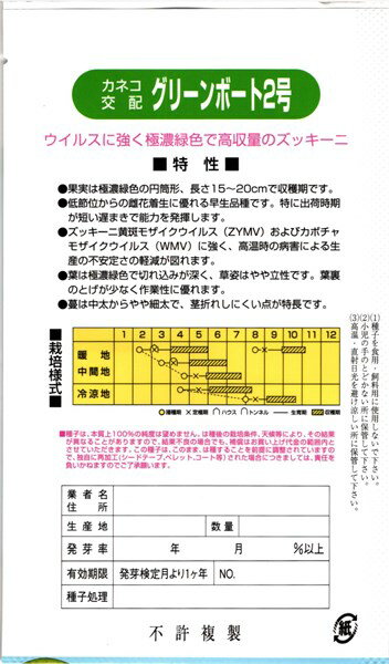 カネコ種苗 ズッキーニ グリーンボート2号 小袋