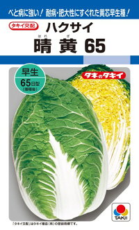 タキイ種苗 ハクサイ 白菜 晴黄65 ペレット L5000粒