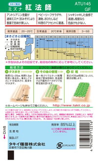 タキイ種苗 ミズナ 水菜 紅法師 20ml