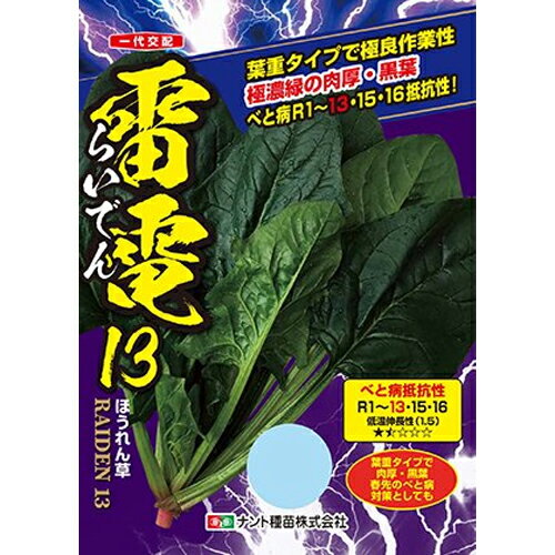 たね ナント種苗 ホウレンソウ 法蓮草 ほうれんそう　雷電13　PRM3万粒