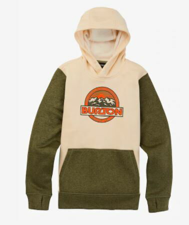 Kids's 子供用 Burton Oak Pullover HoodieCreme Brulee Heather / Martini Olive Heather 21FW