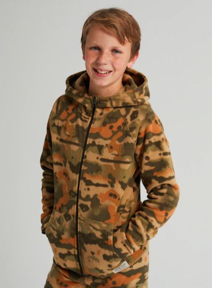 Kids' 子供用 Burton Spark Full-Zip Hooded Fleece 21FW Kelp Birch Camo