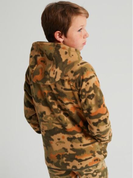 Kids' 子供用 Burton Spark Full-Zip Hooded Fleece 21FW Kelp Birch Camo