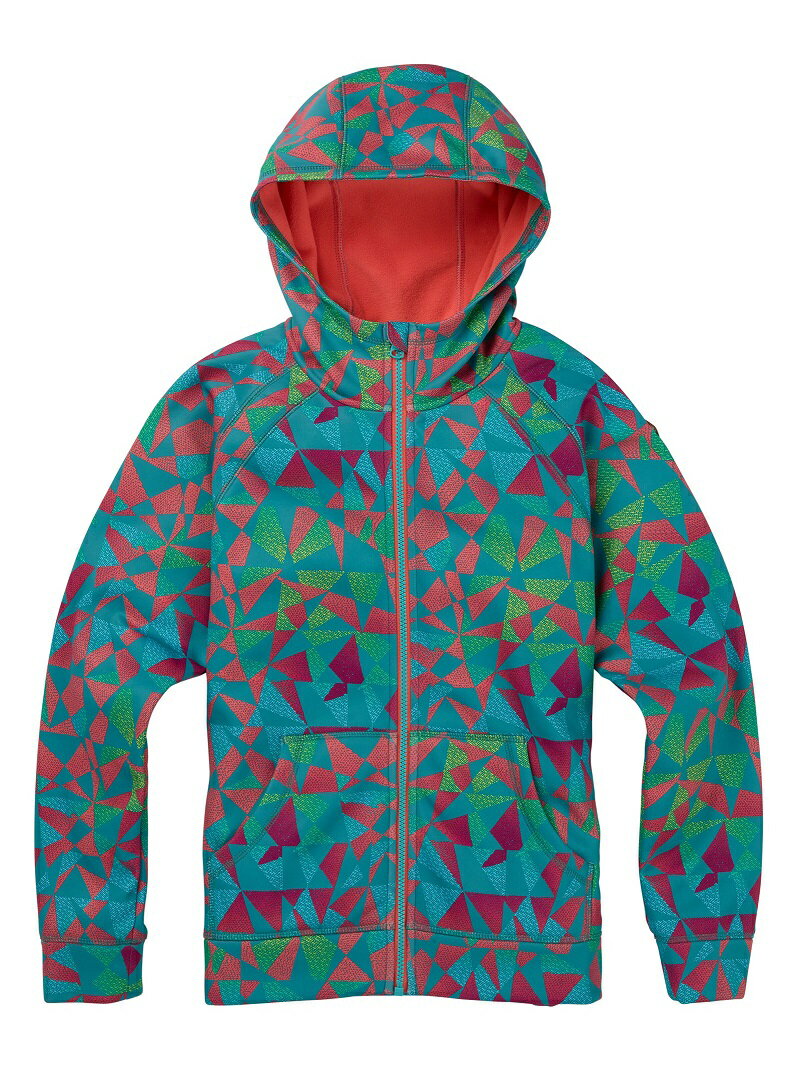 Girls' Ҷ Burton Crown Bonded Full-Zip Hoodie 2020FW Green-Blue Morse Geo S