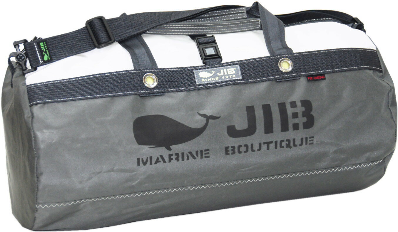 JIB ダッフルバッグMボーダー DMB チャコールグレー 57×φ29cm 約37Lポケット付き DMB236