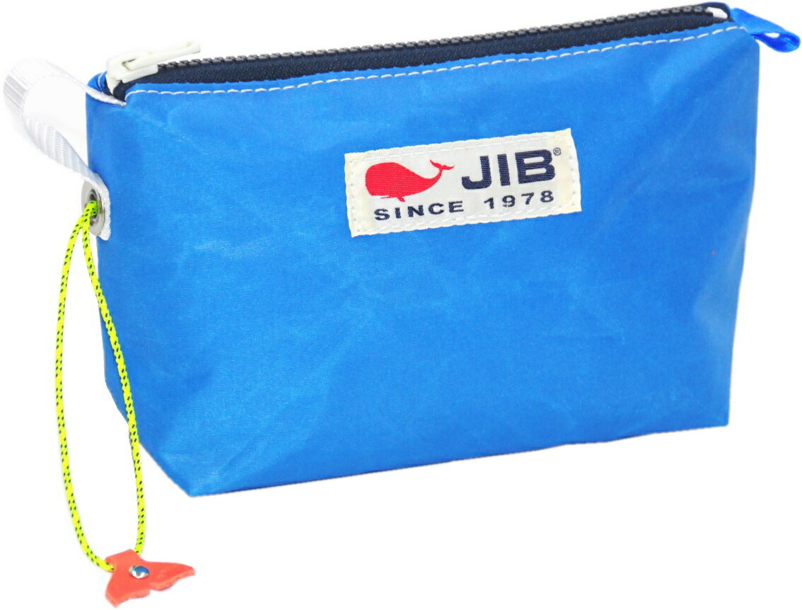 JIB フィンガーポーチ（キーリング付）　FPO32　ロケットブルー×ネイビーファスナー 19×13×6.5cm　（コードとしっぽチャームの色はアソートです／写真と異なることがあります）