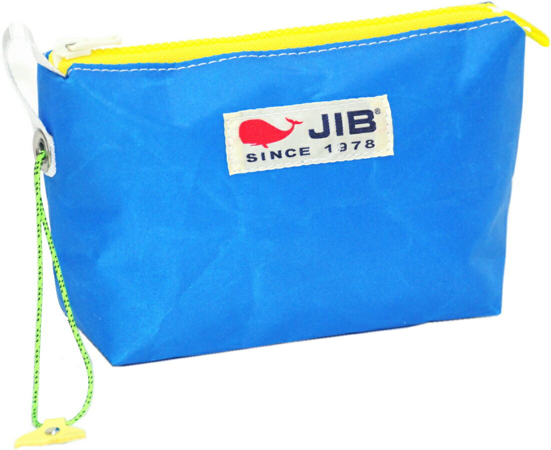 JIB フィンガーポーチ（キーリング付）　FPO32　ロケットブルー×イエローファスナー 19×13×6.5cm　（コードとしっぽチャームの色はアソートです／写真と異なることがあります）