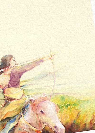 ポストカード [ 天若日子 ] ( 白馬 弓矢 高天原 天孫降臨 幻想的 水彩画 風景画 人物画 グリーティングカード ) ★当店オリジナル★