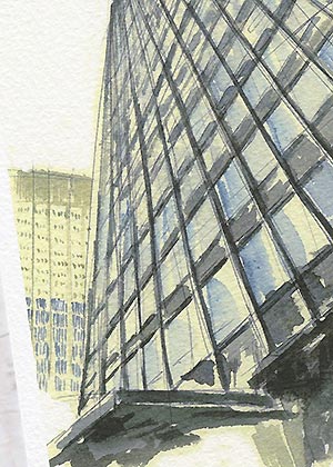 シーグラムビル [ ニューヨーク ]( 超高層ビル ニューヨーク 水彩画 風景画 )★当店オリジナル★