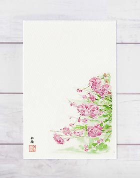 紅梅 ( 初春 うめ 花 水彩画 風景画 ) ★当店オリジナル★