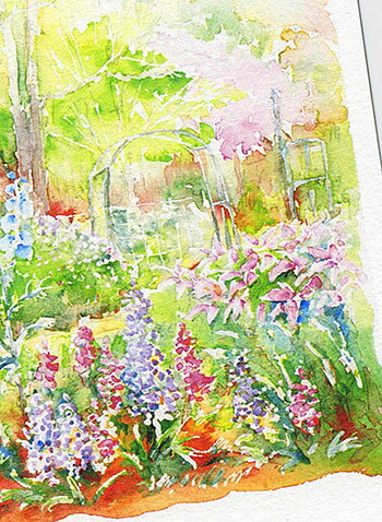 ルピナスガーデン ( ワイルドガーデン デルフィニウム 京都府立植物園 水彩画 風景画 ) ★当店オリジナル★