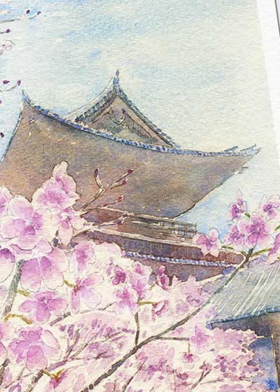 南禅寺 三門4 [ 京都の桜 ]( 春 さくら 社寺仏閣 和風 水彩画 風景画 )★当店オリジナル★