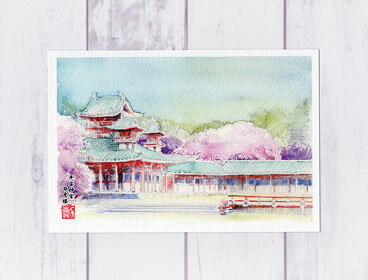 平安神宮 白虎楼 [ 京都の桜 ]( 春 さくら 社寺仏閣 和風 水彩画 風景画 )★当店オリジナル★