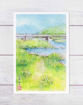出町橋と飛石 [ 鴨川の風景 ]( 新緑 