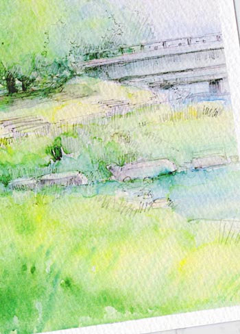 出町橋西詰 [ 鴨川の風景 ]( 新緑 水辺 橋 京都 和風 水彩画 風景画 )★当店オリジナル★