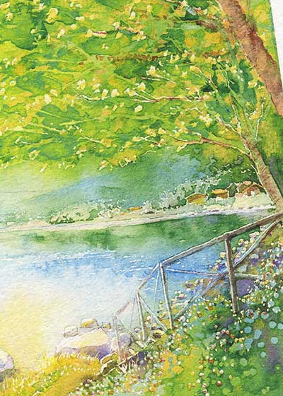 海津漁村 [ 琵琶湖 ] ( 湖北 湖の北端 奥琵琶湖 琵琶湖八景 滋賀 水彩画 風景画 )★当店オリジナル★