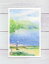 青海島 海を眺める女性 ( ポストカード 絵葉書 絵はがき 浜辺 暑中見舞い おしゃれ 海 日傘 パラソル 女性 美しい眺め 船越浜 山口 水彩画 風景画 ) 100円