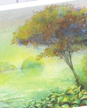 暮れゆく海( 夕暮れ 日没 海辺 伊根湾 京都 幻想的 水彩画 風景画 )★当店オリジナル★