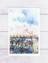 屋根のシーサー ( 夏 空 魔除け シンボル 屋根 瓦 那覇 沖縄 水彩画 風景画 )★当店オリジナル★