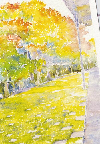 東福寺方丈 北庭 ( 秋 紅葉 もみじ モミジ 庭園 京都 イエロー 水彩画 風景画 ) ★当店オリジナル★