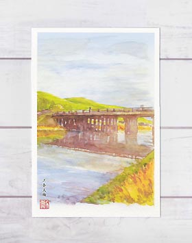 秋の三条大橋　( 三条 大橋 鴨川 京都 水彩画 風景画 )のサムネイル