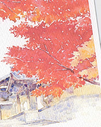 金戒光明寺 [ 京都の紅葉 ] ( 秋 もみじ くろ谷さん 石段 岡崎 和風 水彩画 風景画 )★当店オリジナル★
