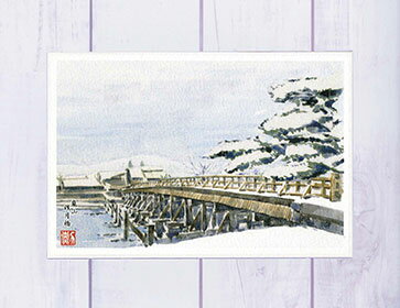 嵐山 渡月橋 [ 雪景色 ] ( 冬 桂川 大