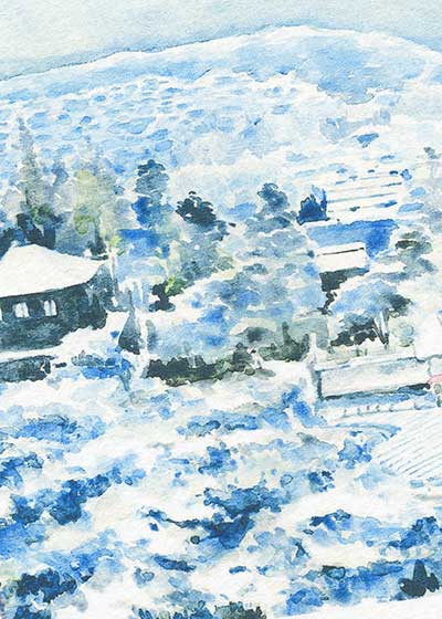 神楽岡 銀閣 [ 雪景色 ] ( 冬 慈照寺 傘を差して歩く観光客 世界遺産 京都 和風 水彩画 風景画 )★当店オリジナル★