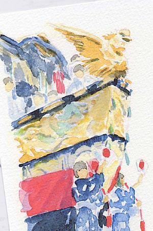 祇園祭巡行 船鉾2 ( 夏 前祭 山鉾巡行 お囃子 京都 和風 おみやげ お土産 水彩画 風景画 )★当店オリジナル★