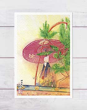 神功皇后 [ 祇園祭 占出山 ] ( 夏 前祭 山鉾巡行 お囃子 京都 和風 おみやげ お土産 幻想的 水彩画 風景画 )★当店オリジナル★