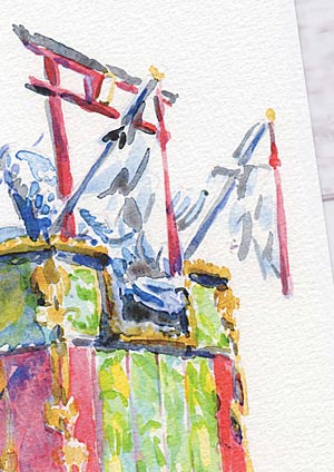 祇園祭巡行 鯉山2 ( 夏 後祭 山鉾巡行 お囃子 京都 和風 おみやげ お土産 水彩画 風景画 )★当店オリジナル★
