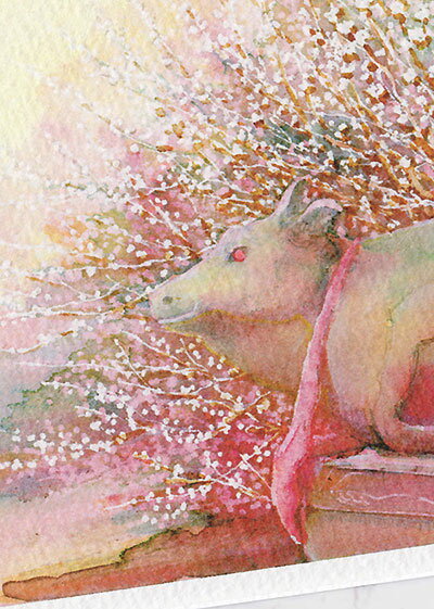 白梅と赤目牛 [ 神牛 北野天満宮 ] ( 白梅 合格祈願 受験 学問の神様 受験の神様 水彩画 風景画 グリーティングカード ) ★当店オリジナル★【 デイリーランキング 13位入賞 】