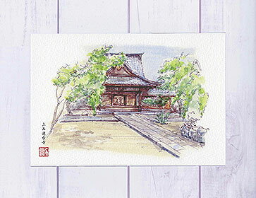 上品連台寺( 玄関 西陣 紫野 和風 水彩画 風景画 )★当店オリジナル★