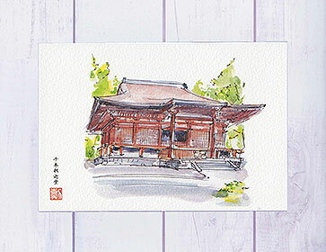 千本釈迦堂 ( 本堂 社寺仏閣 上京 和風 水彩画 風景画 )★当店オリジナル★