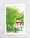 熊野速玉大社 ( 夏 御神木の梛 神門 参拝者 新宮 和歌山 水彩画 風景画 )★当店オリジナル★
