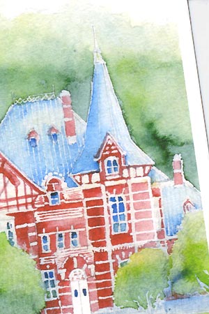 門司港レトロ [ 北九州市大連友好記念館 旧国際友好記念図書館 ]( 洋館 図書館 記念館 メルヘン ノスタルジック 福岡 水彩画 風景画 )★当店オリジナル★