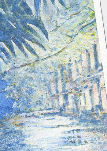高瀬川( 日本画 せせらぎ 水面 川 緑陰 青 岩絵具 風景画 )★当店オリジナル★