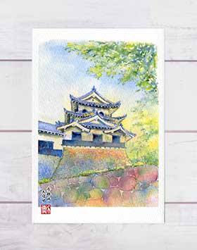 彦根城 天守閣 ( 城 国宝 彦根 滋賀 和風 水彩画 風景画 ) ★当店オリジナル★