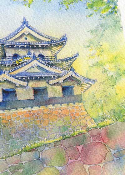 彦根城 天守閣 ( 城 国宝 彦根 滋賀 和風 水彩画 風景画 ) ★当店オリジナル★