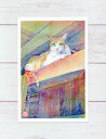 軒下の猫 ( ねこ ネコ 大仙 御幸参道本通り 鳥取 水彩画 風景画 ) ★当店オリジナル★