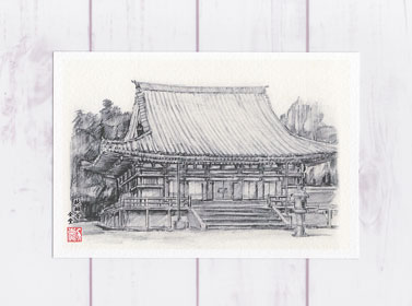 醍醐寺 金堂 ( 鉛筆画 神社仏閣 世界