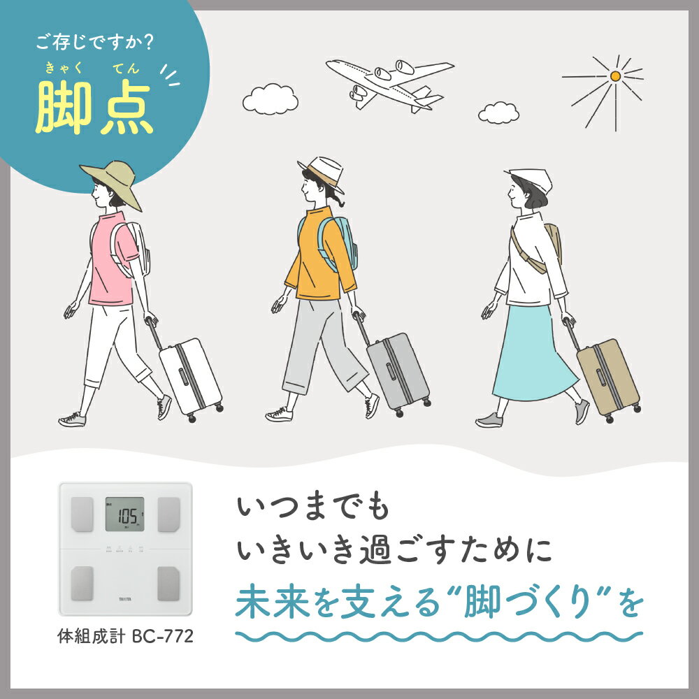 タニタ 体重計 体組成計 体脂肪計 BC-772-WH 脚点 足 筋肉 体脂肪率 内臓脂肪 筋肉量 自動認識 乗るだけ 100g単位 簡単操作 デジタル 正確 ホワイト TANITA 2