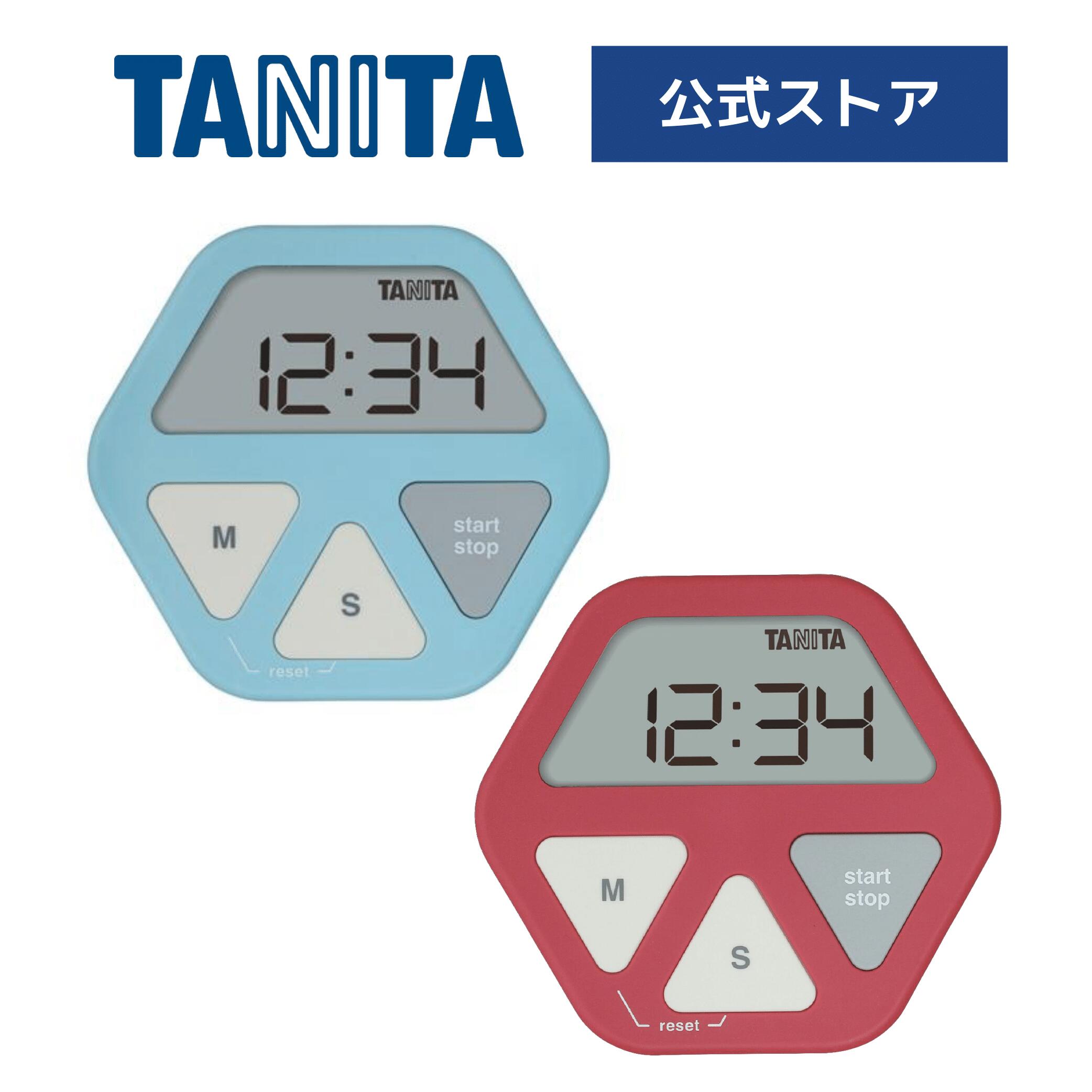 タニタ TANITA キッチンタイマー 吸盤付き 薄型 レッド ブルー TD-410 ガラスにつくタイマー