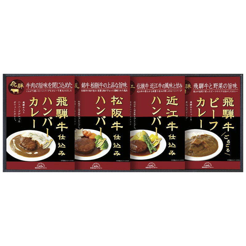 飛騨高山ファクトリー 松阪牛・近江牛・飛騨牛仕込みハンバーグ&カレー詰合せ HBK-...