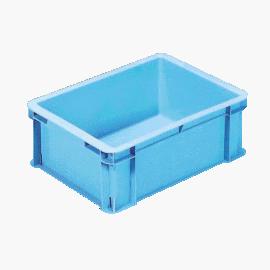 外寸(mm)：W419×D305×H156口元内寸(mm)：W368×D267×H150有効内寸(mm)：W356×D256×H140容量：13リットルカラー：ブルー・イエロー底面形状：格子リブ材質：PP圧縮荷重：15.68kN(1600kgf)オプション：B-14蓋、カ差し:B-14専用嵌合商品：B-142使用例：-その他：-岐阜プラ・ギフプラ・リスのプラスチック