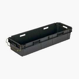 外寸(mm)：W1095×D380×H194口元内寸(mm)：W1055×D344×H188有効内寸(mm)：W1005×D310×H174容量：60リットルカラー：グレー底面形状：-材質：PP圧縮荷重：4.23kN(430kgf)オプション：カ差し:プレート240×75S嵌合商品：-使用例：-その他：ネスティング高さ:62mm、底面15φ×6穴有岐阜プラ・ギフプラ・リスのプラスチック
