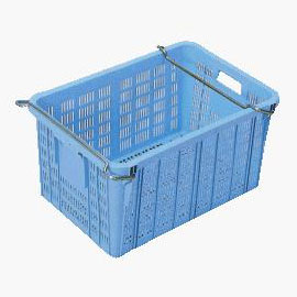 外寸(mm)：W703×D493×H344口元内寸(mm)：W618×D418×H320容量：75リットルカラー：ブルー底面形状：-材質：PP圧縮荷重：4.11kN(420kgf)オプション：-嵌合商品：-使用例：-その他：底面外寸:W575×D375mm、スタッキング金具(材質:鉄(メッキ処理))岐阜プラ・ギフプラ・リスのプラスチック