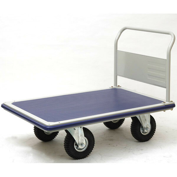 金沢車輌　スチール台車（空気タイヤ付）　NHT-502AR【仕様】●外寸：1275×790×H915mm●車輪径：φ220mm●自重：42kg●耐荷重300kg【お知らせ】●2026年4月頃より在庫無くなり次第、キャスター樹脂部分の色味変更となります。→変更前：青色　、　変更後：黒色金沢車輌　スチール台車（空気タイヤ付）　NHT-502AR【お届け先に法人名・店舗名・屋号が必須】 ハンドル固定台車・スチール製台車・耐荷重　〜300kg 1