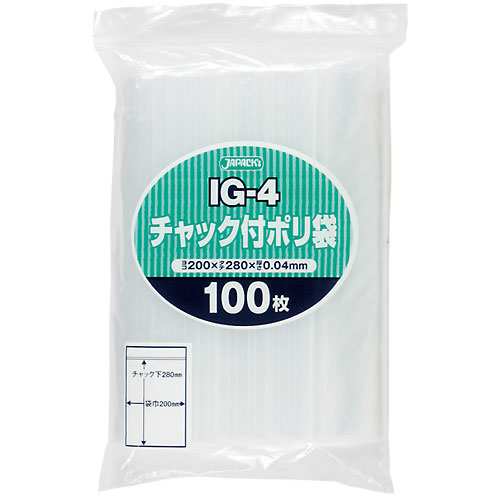 ●入り数：2500枚/ケース（※100枚/冊×25冊）●サイズ（厚み×幅×高さ）：0.04×200×280mm●色：透明●材質：LDPEジャパックス・JAPACK’S